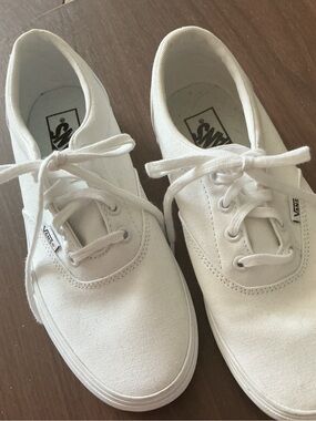 Vans White Canvas “Off the Wall”  Low-Top Sneakers